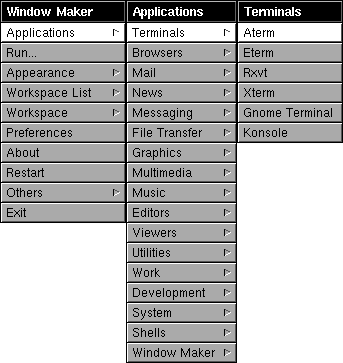 Window Maker menu example